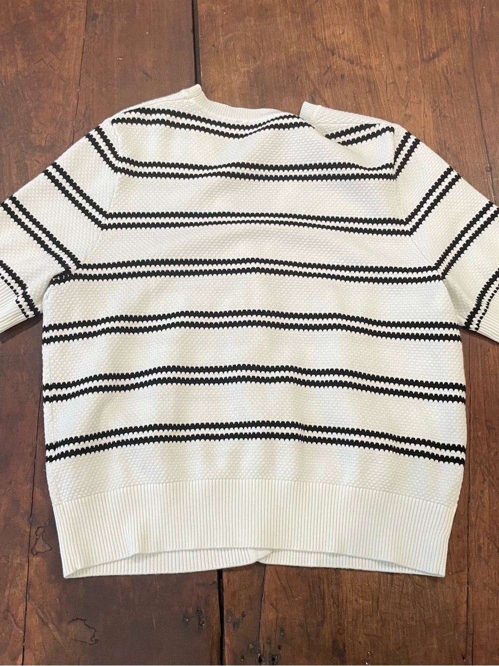 Adrianna Papell Black/White Short Sleeve Cardigan Gold Buttons EUC Size L (187) - Picture 2 of 4